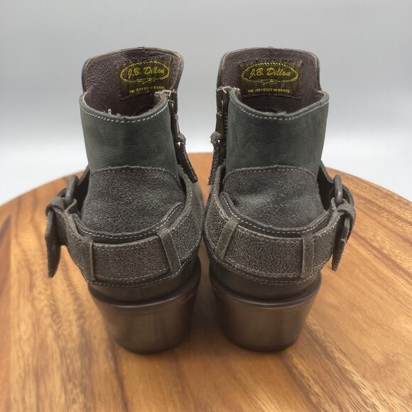 JB Dillion Booties Womens 7.5 B Leather Heeled Western Cowboy Ankle Buckle Boots - Picture 4 of 8